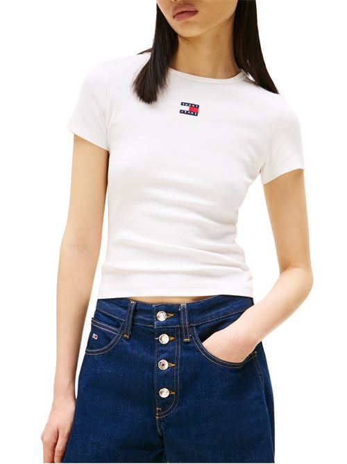 T-shirt donna bianca in cotone Tommy Jeans | DW0DW17881YBL